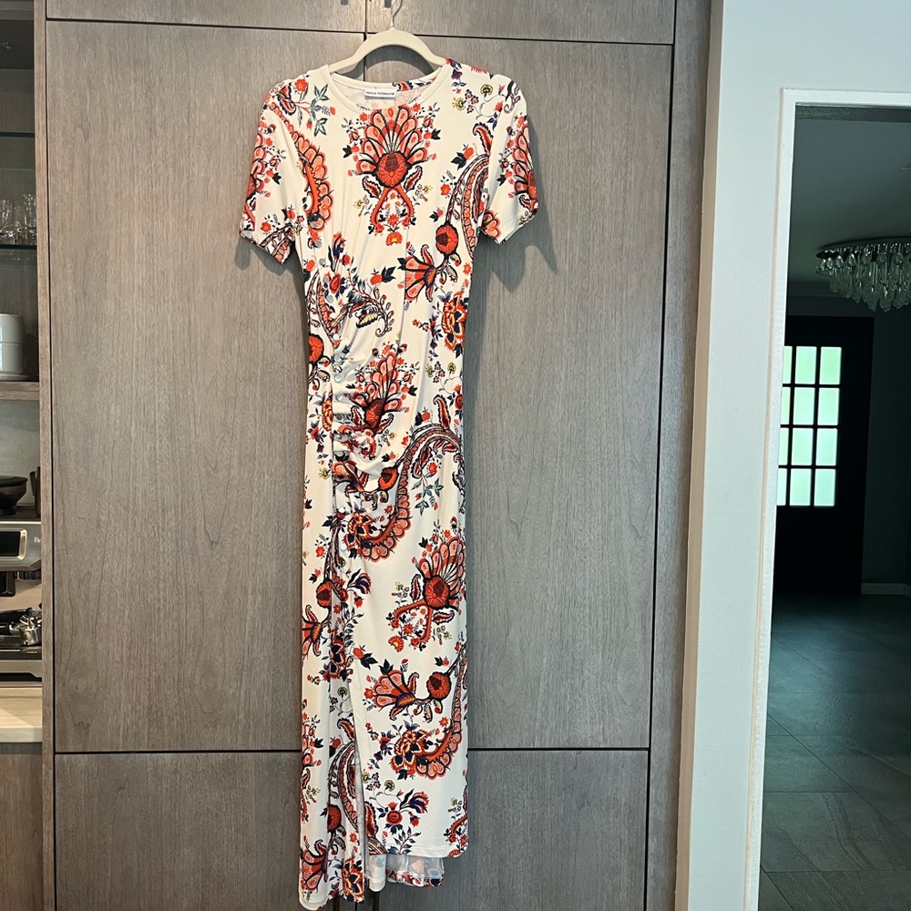 Paco Rabanne white paisley short sleeve dress